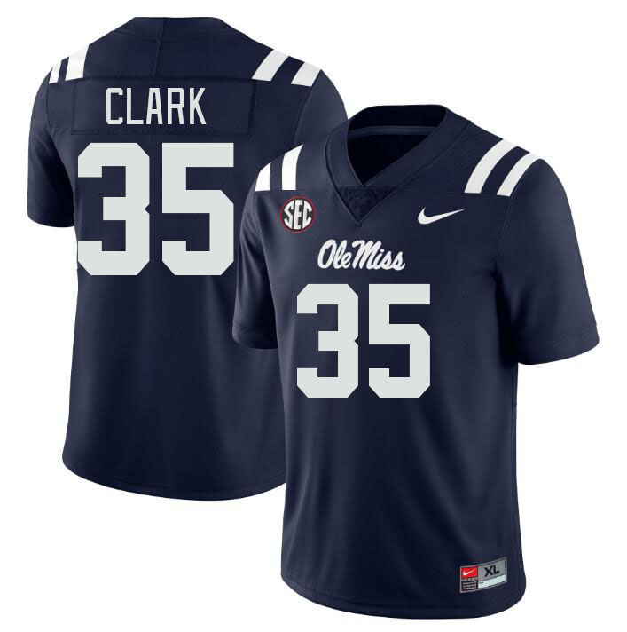 Men #35 Cam Clark Ole Miss Rebels College Football Jerseys Stitched-Navy